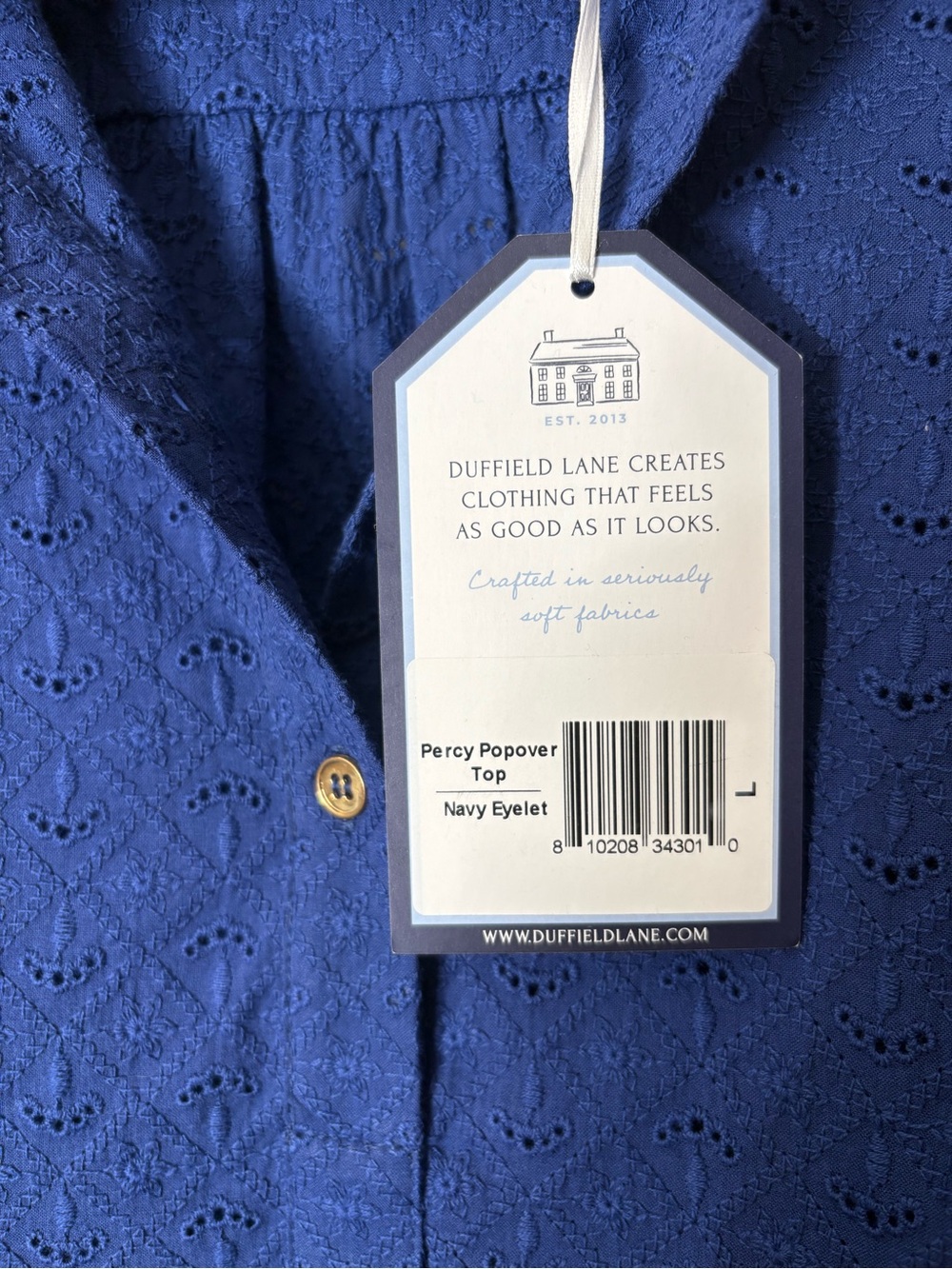 Tuckernuck Duffield Lane Percy Popover Top Navy Eyelet - Picture 3 of 6